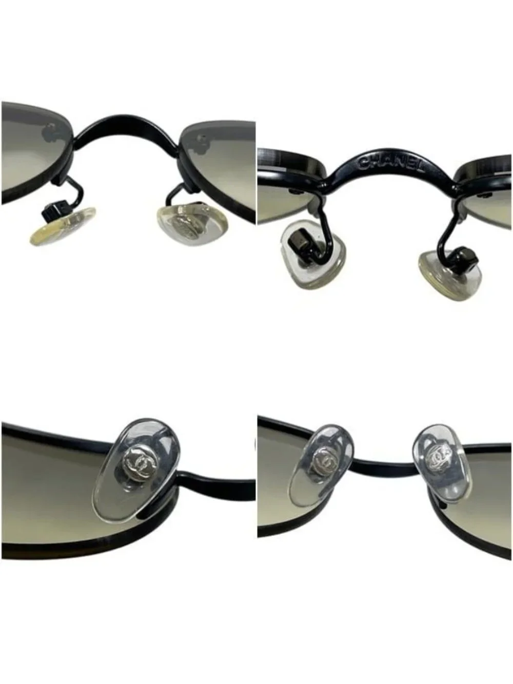 Chanel Sunglasses Black Gradient CC Logo Side Metal Acetate Eyewear Square Lens
